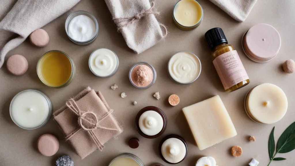 Puesto de feria con bálsamos labiales y cosmética natural artesanal, el negocio armado para emprender desde casa