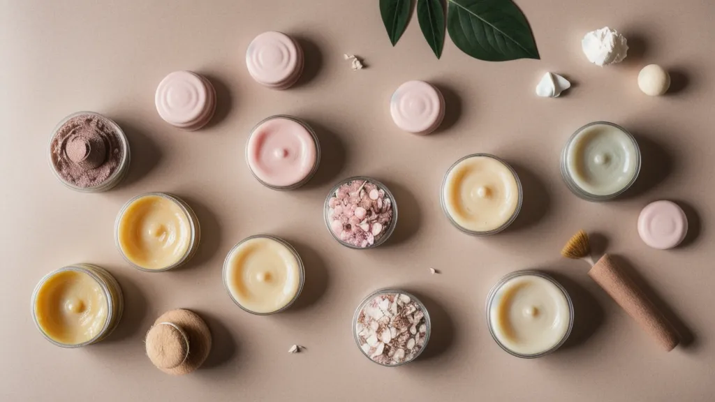 Estantería con conservantes naturales e insumos organizados para un negocio de cosmética artesanal.